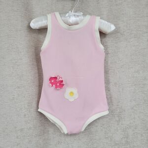 Grace Vintage 80s Pink Baby Swimsuit with Butterfly and Flower